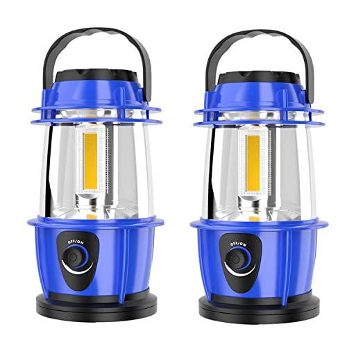 LUXTE Camping Lantern Lamp 300Lumen Battery Powered Camping Lantern with Dimmer Switch Emergency Lighting Portable Outdoor Lighting Camping Accessories Camping Equipment 2PCS Blue BJN-45