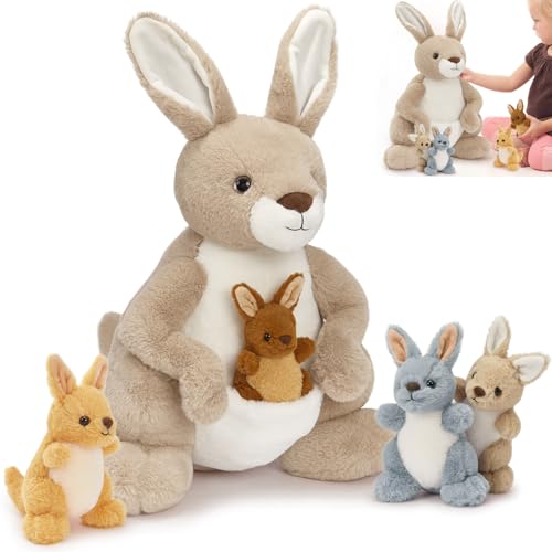 MaoGoLan 5 Pcs Kangaroo Stuffed Animals with Pouch for Girl,20
