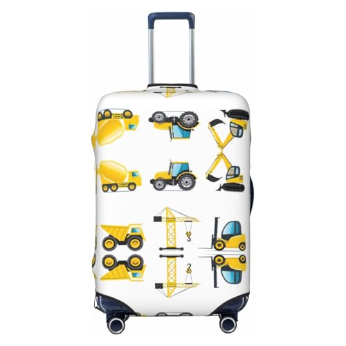 Cartoon Heavy Machinery Truck Print Luggage Suitcase Cover Protector Luggage Washable Covers With Concealed Zipper