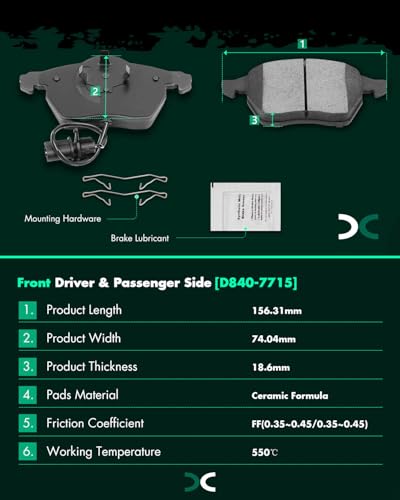 Image of SCITOO D340 D840 Front Rear Ceramic Brake Pads Sets Fit For Audi A4 1999-2005,For Audi A4 Quattro 1999-2005,For Audi A6 2000-2004,For Audi A6 Quattro 2000-2004,For Volkswagen For Passat 1990-2005