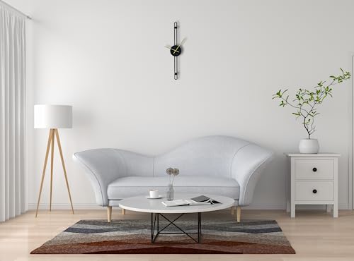 Image of Nordic Minimalist Gold Needle Metallic Wall Clock for Home, Office, Bedroom & Kitchen|Big Size Stylish Home Decor | Black Color (Battery Included) - Analog (12 X 48 CM)