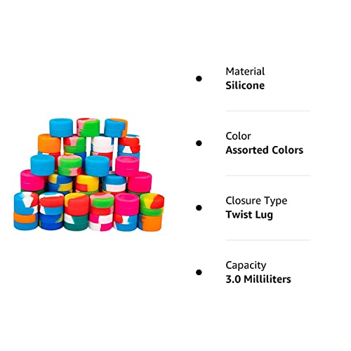 3Ml 100Pcs Silicone Non-Stick Containers Multi Use Storage Jars Oil Bottles Assorted Colors #TOP4