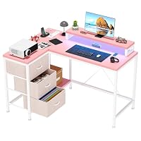 Amazon | Patikuin L字デスク コンセント&LEDライト付き パソコン