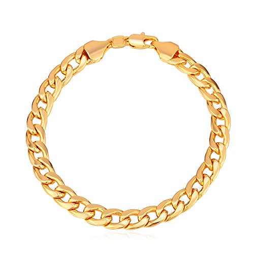U7 Men Women 18K Gold Plated Classic 7mm Wide Miami Cuban Link Chain