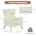 Hawthyhome Relaxsessel/Einzelsofa/Fernsehsessel/Ohrensessel mit Kopfkissen und Gold Metallfüßen aus Samt bis 130kg Schlafzimmer Wohnzimmer Beige
