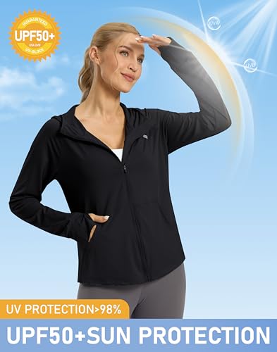 SANTINY Women's UPF 50+ UV Jacket Sun Protection Zip up Hoodie Lightweight Summer SPF Long Sleeve Shirts for Hiking Running3