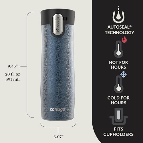 Image of Contigo AUTOSEAL West Loop Vacuum-Insulated Stainless Steel Travel Mug with Easy-Clean Lid 20 oz 2-Pack Crystal Blueberry; Crystal Sake