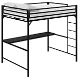 DHP Mabel Full Metal Loft Bed with Desk in Black