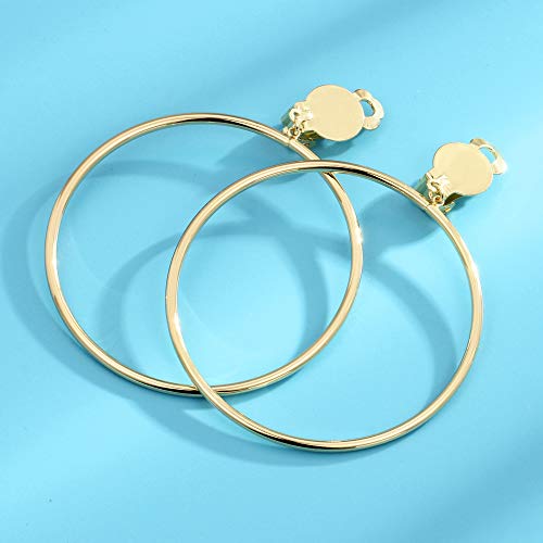 Birstone Women Clip On 2 Inch Large Big Hoop Minimalist Earrings (Gold) #TOP5