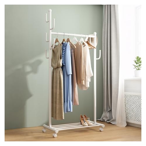 ZzERTE Burro Ropa Con Ruedas, Perchero Burro De Metal, Metálico Perchero Colgador De Ropa Vestidor Portátil Con Estante Inferiores(White,120cm/47.2in)