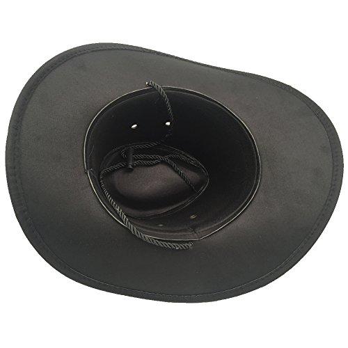 Sandy Ting Men's Outback Faux Felt Wide Brim Western Cowboy Hat (Black) #TOP4