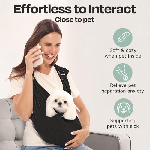 Supet Bolsa tiracolo para cães pequenos, antiansiedade, mãos livres, transportadora para cães, de al