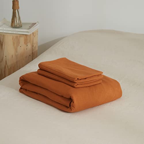 Otob Caramel Pumpkin Jersey Duvet Cover Twin Size Girls 100% Cotton Terracotta Comforter Cover 3 Piece Aesthetic Bedding Set 1 Duvet Cover 2 Pillow Shams Kids Teen Rust Jersey Knit Cotton Duvet Cover #TOP4