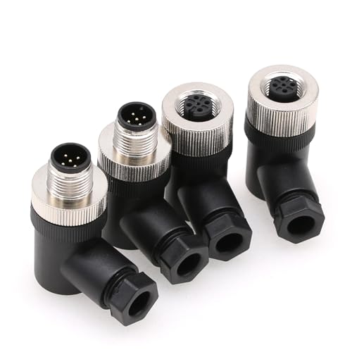 Image of 2 Sets Right Angle M12 5 Pin Male & Female A Code Circular Aviation Plug Industrial Sensor Connector Waterproof Right Angle 12mm Cable for NMEA 2000 Field Installable Garmin Networks