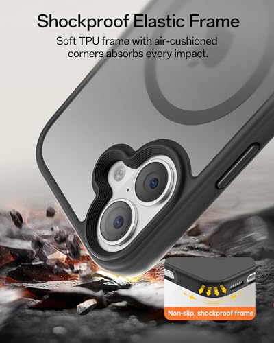 Image of UNBREAKcable Magnetic for iPhone 16 Case 6.1-Inch, Compatible with MagSafe, Full Camera Protection, Built-in Magnetic Ring, Drop Protection Shockproof Slim Phone Cover-Black