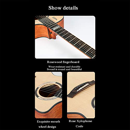 AWJK Guitare de Guitare Acoustique Classique de Taille complète et Guitare Junior,Marron - Les Beatles, Paul McCartney, John Lennon, RIngo Starr, George Harrison AWJK Guitare de Guitare Acoustique Classique de Taille complète et Guitare Junior,Marron – Image 6