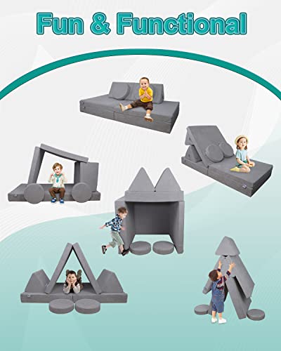 Chxxy Kids Couch (Large Size),Fold Out Modula Kids Sofa For Playroom Bedroom,Original Furniture Play Set For Children,Toddlers Couch For Playing,Creativing, Sleeping(Dark Grey) #TOP1