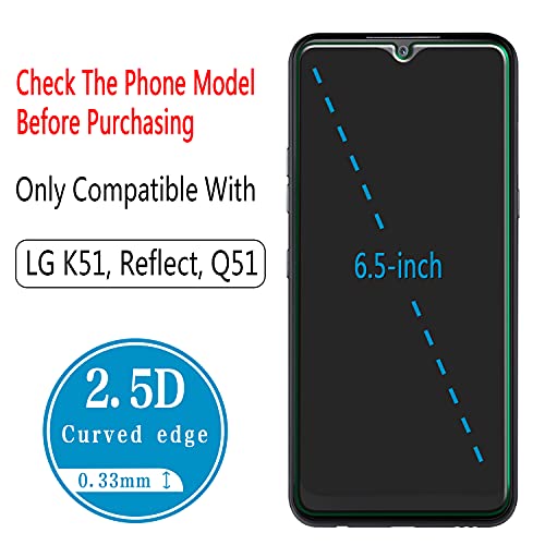 Image of 2-Pack Tempered Glass For LG K51, Reflect, Q51 Screen Protector, Easy to Install, 9H Hardness, Bubble Free