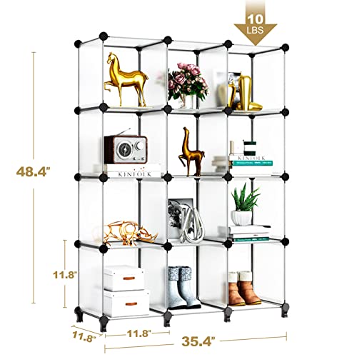 Greenstell Closet Organizer, 12-Cube Storage Organizer With Rubber Mallet, Portable Closet Storage Shelves, Clothing Storage For Kids, Closet, Bedroom, Bathroom, Office (11.8X11.8X11.8 Inch), White #TOP2