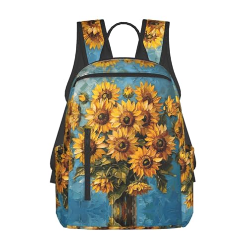 Sac à dos pour homme et femme imprimé tournesol léger pour voyage et loisirs