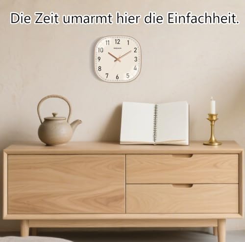 Image of 10 Inch Wall Clock, Silent Non Ticking Wall Clocks Battery Operated, Square Analog Decorative Wall Clocks for Bedroom Living Room Office Home Gym Porch Decor Indoor Outdoor Clock, Rose Gold