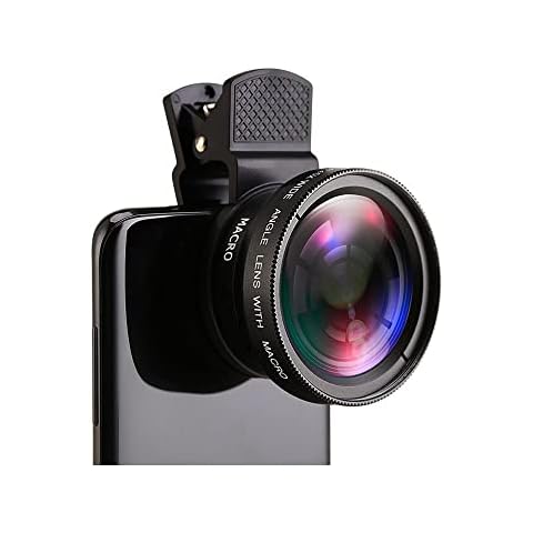 Mcoplus Cell Phone Camera Lens 2 in 1 Clip-on Lens Kit 37mm 0.45X 49UV Super Wide Angle & Macro Phone Camera Lens for iPhone and Android Smartphones Cell Phones Cover