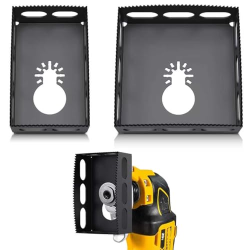 Square Drywall Outlet Cutter for Oscillating Tool 2 Pack Electrical Box Cutout Tools Fits Single Gang Wall Boxes 30s Quick Cut for Electricians and DIYers (Black)