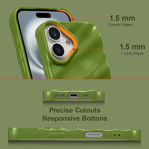 Coque iPhone 16 Plus pour filles look vague vert en extérieur