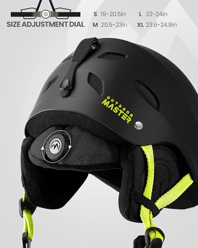 Image of OutdoorMaster Kelvin Ski Helmet - Snowboard Helmet for Men, Women & Youth (Black+Lemon,XL) | Ski & Snowboard Use,Fits Men,Women & Youth,ASTM Certified Impact Protection,Adjustable Ventilation