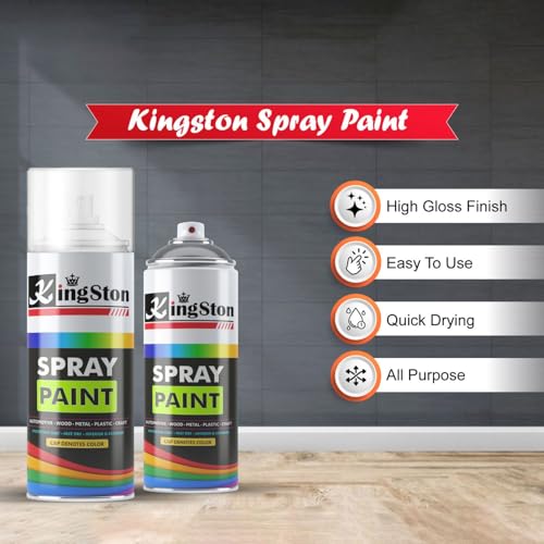 Image of Kingston Acrylic Spray Paint Clear Top Coat for Metal, Wood, Wall & Plastic, Multi-Surface DIY Protective Finish, Quick Dry, 400ml Can, 1 Pc