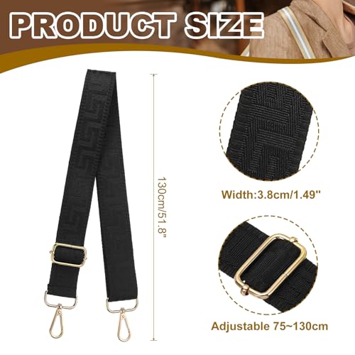 Image of PATIKIL Purse Strap, Adjustable Crossbody Bag Straps Wide Shoulder Strap Universal Replacement Shoulder Bag Belt for Women's Handbags Canvas Satchels Bag Backpack, All Black