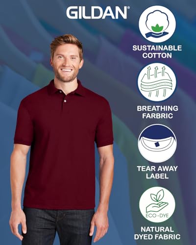Gildan 8800 DryBlend Polo T-Shirts, Bulk Undershirts for Men Multipack - Create Color Pack - Men Sport Jersey Polo Tee Shirts4