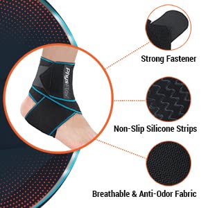 Physflex Ankle Brace - Compression Sleeve With Adjustable Strap & Comfy Ankle Support Perfect For Sprained Ankle, Achilles Tendon, Plantar Fasciitis & Sports - Ideal For Men & Women (2, Blue) #TOP1