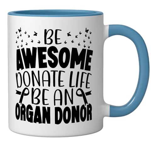 Taza de cerámica para donación de órganos 11 oz azul/blanco miniatura 2