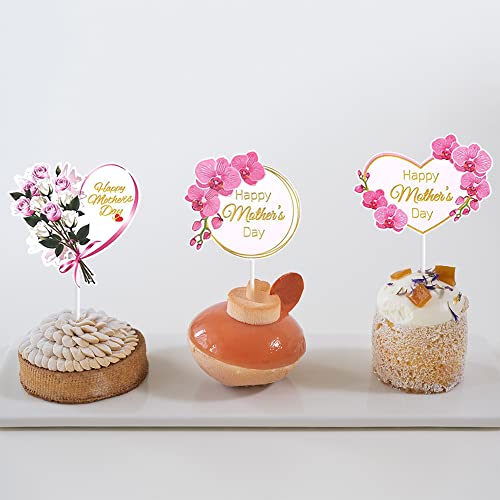 Kaoenla 12Pc Happy Mother's Day Cake Topper - Mom Happy Birthday Cake Decoration,Queen's Day Party, Goddess Day, Queen's Party Decoration Supplies (12Pc Paper) #TOP6
