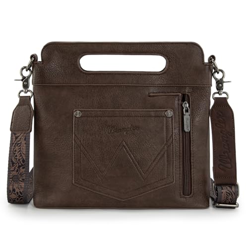 Image of Wrangler Western Handbag for Women Crossbody Bag Top Handle Shoulder Bag Embossed Cowgirl Fringe Purse