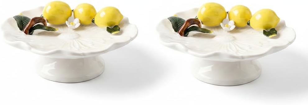 Ceramic Lemon Dessert Dish Set 3D Lemon Snack Plates Set of 2 Fruit Plates