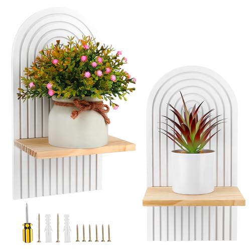 Taloit Wandregal Weiß Boho Wanddeko Holz Regal Wand...