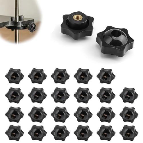 0XBIT Étoile Ecrou Papillon, 25 Pièces M6 Bouton Moleté Ecrou, Noir Bouton de Serrage, Adapté aux Équipements Mécaniques, Meubles, Équipements de Fitness, Équipements Électroniques
