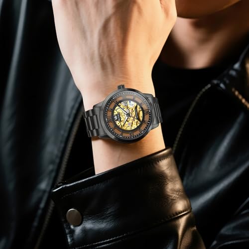 Image of OLEVS Automatic Watches for Men 43MM Skeleton Large Dial 3Hand Self Winding Watch Stainless Steel Dress Luxury Mechanical Waterproof Luminous Wirst Watch Gift