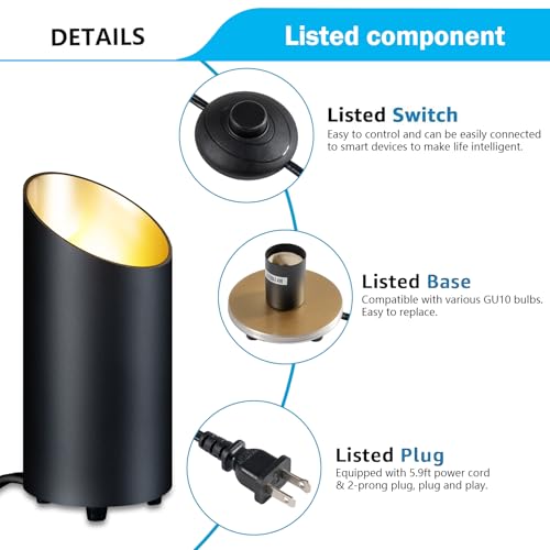 Image of Uplighting Indoor Floor Can Light, Up Lights with 3000K LED GU10 Bulbs, ETL 5W Floor Spot Lights Indoor for Home Accent Behind Couch Lighting, 5.9 FT Plug Cord & Foot Switch,2 Pack