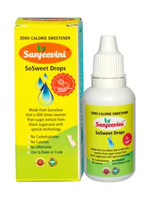 Sanjeevini So sweet Drops Liquid Pack -1-180 Drops Natural Sweetener 100% Natural Sweetener Weight Management -Sugar free, 0% calories and fat.