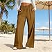 Miyaomn Womens Spring Fashion 2026 Wide Leg Pants for Women Flowy Drawstring Elastic Waist High Waisted Lounge Palazzo Trousers Dressy Casual Linen Boho Summer Beach Vacation Travel Clothes Coffee