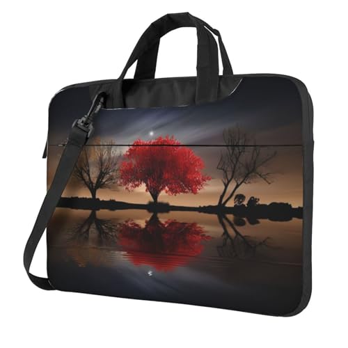 Sac à bandoulière pour ordinateur portable rouge anti-rayures motif lune