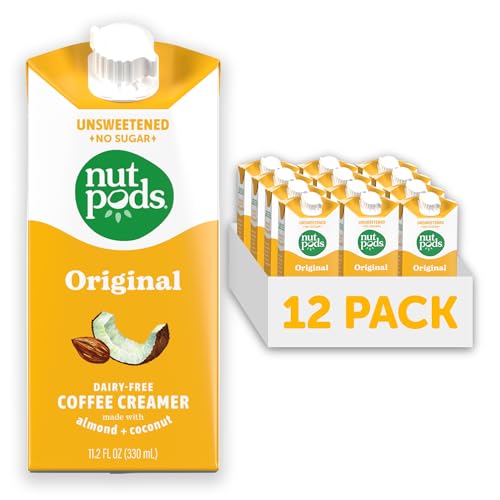 nutpods Dairy-Free Creamer Unsweetened, 11.2 FL OZ (Original, 12-pack) - Whole30 / Paleo / Keto / Vegan / Sugar Free, White