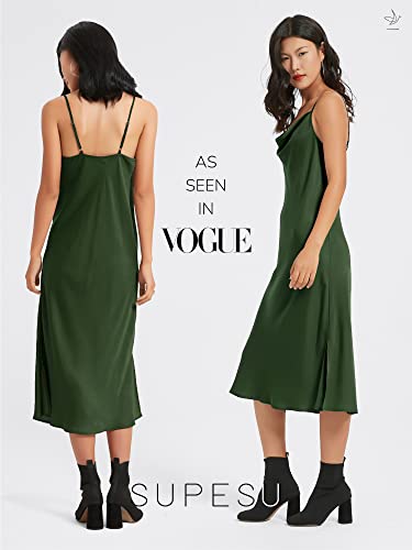 Satin Midi Slip Dress Silky Cowl Neck Dress Adjustable Spaghetti Strap, Ideal for Date Night or Formal Occasions3