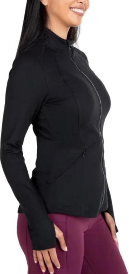 Spyder Women's Stretch Long Sleeve Zip Up Yoga Jacket with Thumb Holes