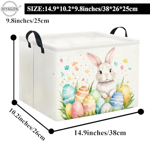 Image of Rectangular Easter Basket for Kids and Girls Cute Toy Storage Organizer Bin Box Easter Egg Room Decor(Watercolor Easter)