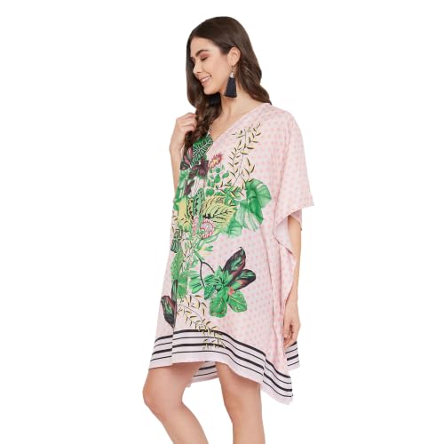 Image of Oussum Short Caftans for Women Plus Size Kaftan Tunic Tops Polyester Summer Beach Clothing Mini Cover Ups Dress for Ladies