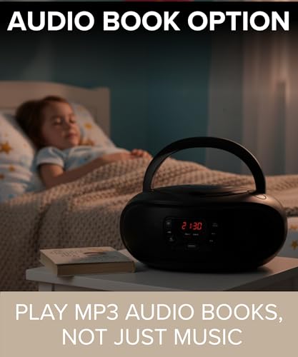 Grouptronics Small Portable CD Player For Home With Speakers – Boombox Mains Or Battery Powered, FM Radio, Supports MP3 Audio Books & Music, Compact & Easy To Use - With USB & AUX IN - GTCDR-501 - Image 5